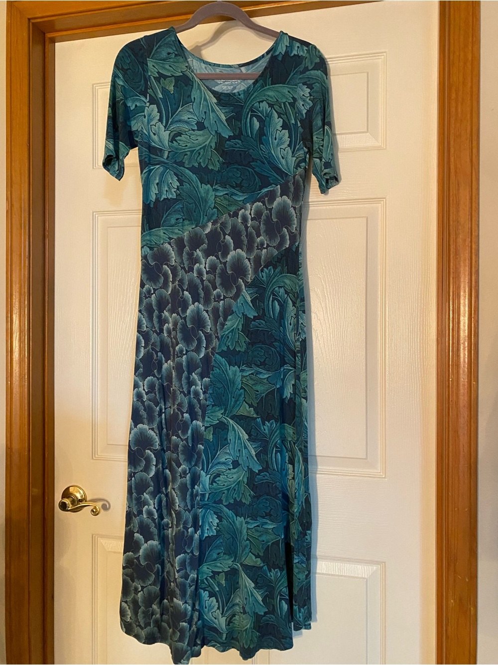 Soft Surroundings Teal Floral A-Line Bias Women’s Maxi Dress XS P